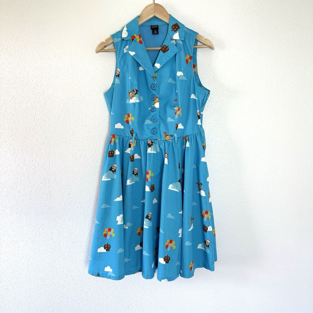 Her Universe Disney Pixar Up Blue A-Line retro Sundress with Notched Collar M